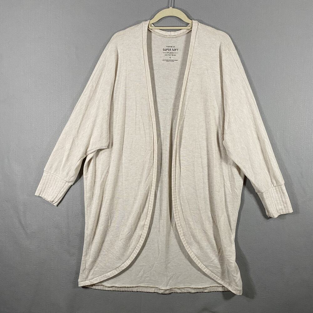 Torrid Long Sleeve Open Front Super Soft White Sweater Cardigan Womans Size 1x